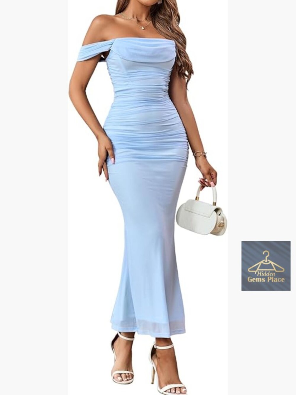 Off Shoulder Maxi Dress Corset Bodycon Ruched Formal Cocktail